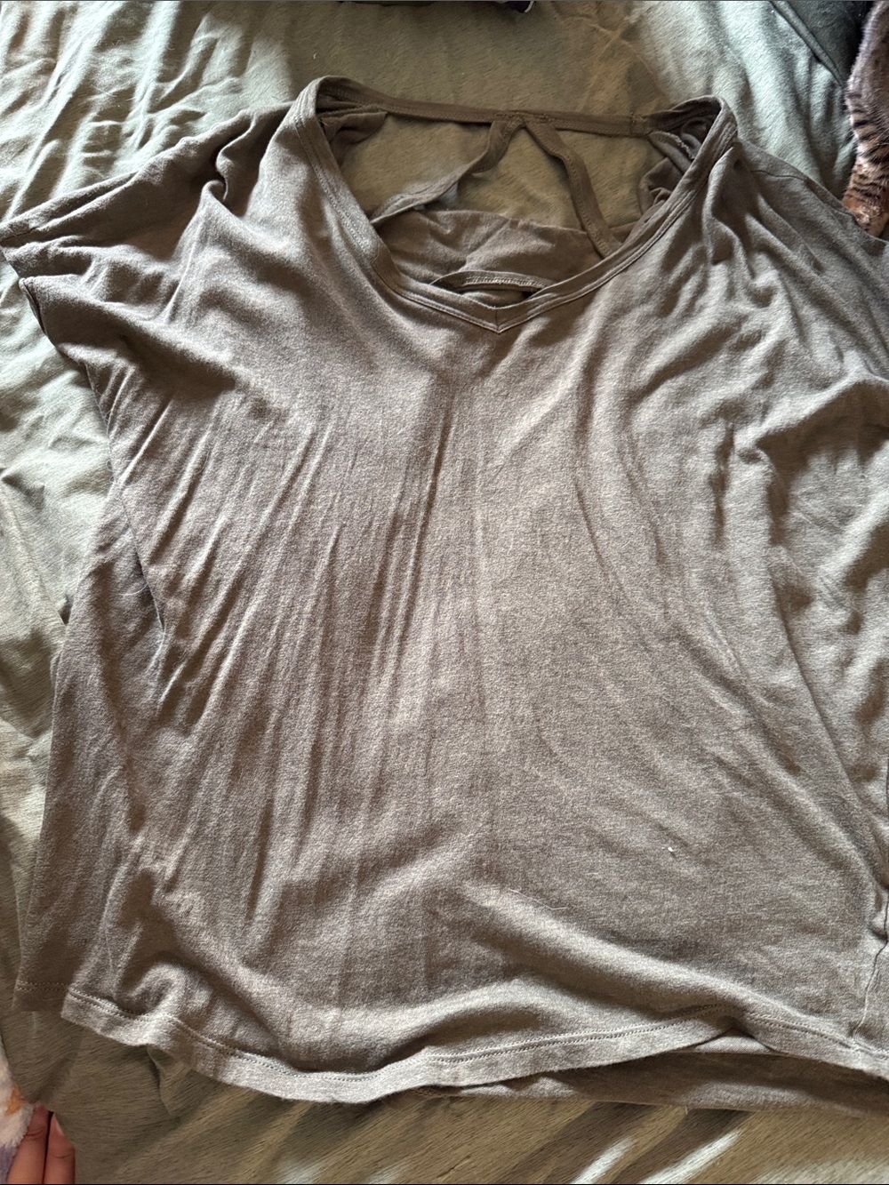 Women's Taupe Short-Sleeve V-Neck Top